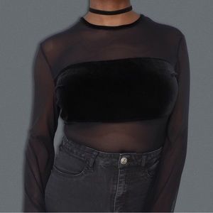 NWOT Express Mesh Velvet Long Sleeve Top